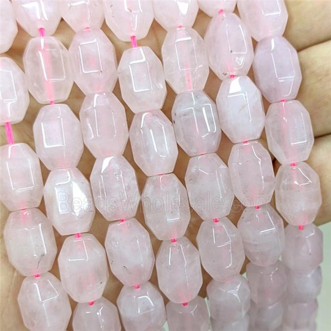 Natural Pink Rose Quartz Prism Beads