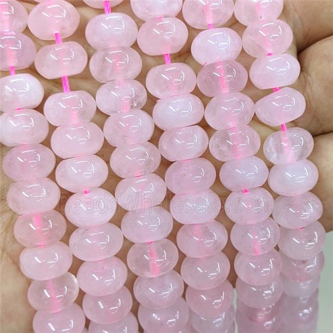 Natural Pink Rose Quartz Beads Smooth Rondelle