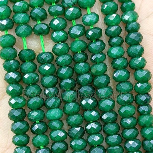 Green Dye Jade Beads Faceted Rondelle