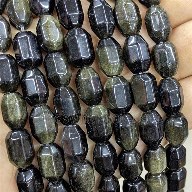 Natural Gold Obsidian Prism Beads