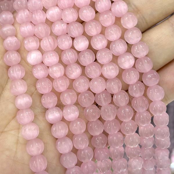 Cats Eye Pumpkin Beads Pink Dye