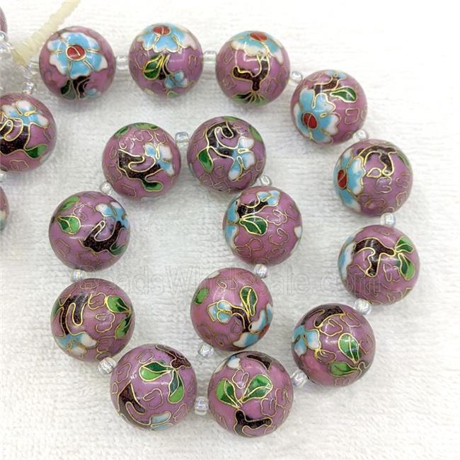 Redwine Cloisonne Copper Round Beads Flower