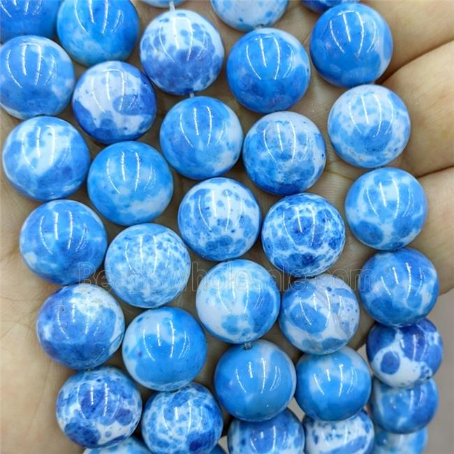 Blue Dye Agate Round Beads Smooth