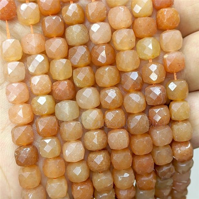 Natural Red Aventurine Beads Faceted Cube