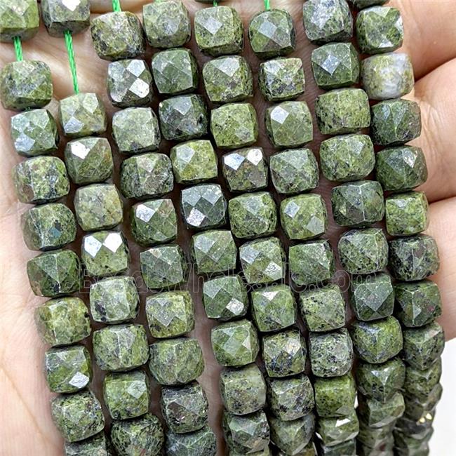 Green Iron Hematite Beads Faceted Cube
