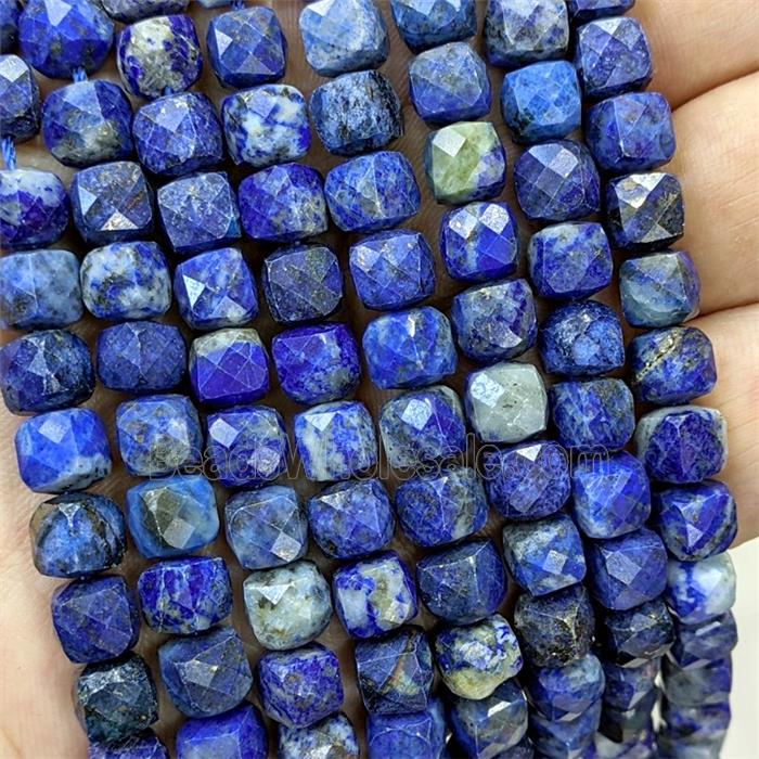Natural Blue Lapis Lazuli Beads Faceted Cube