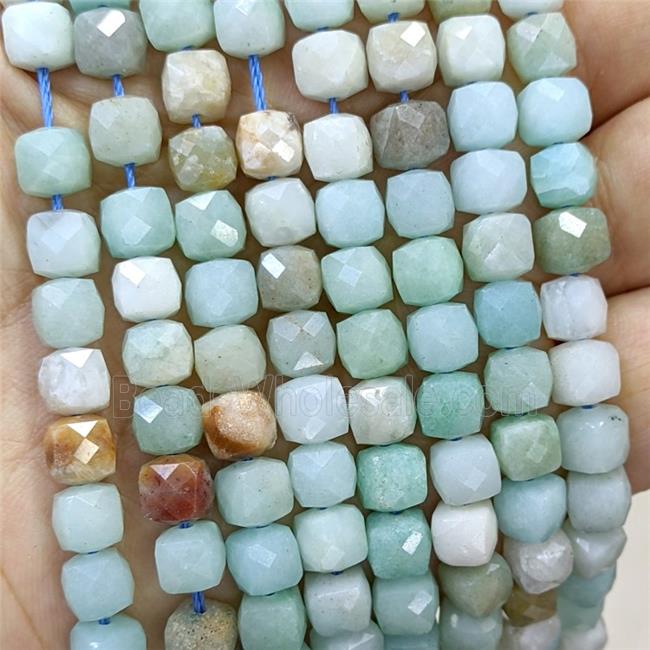 Natural Chinese Amazonite Beads Blue Faceted Cube