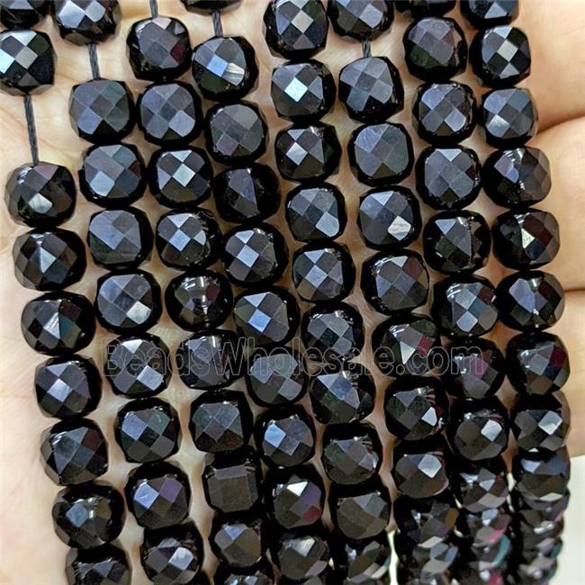 Natural Black Onyx Agate Beads Faceted Cube