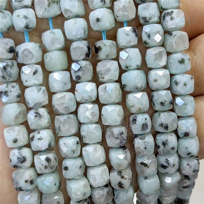 Natural Kiwi Jasper Beads Faceted Cube