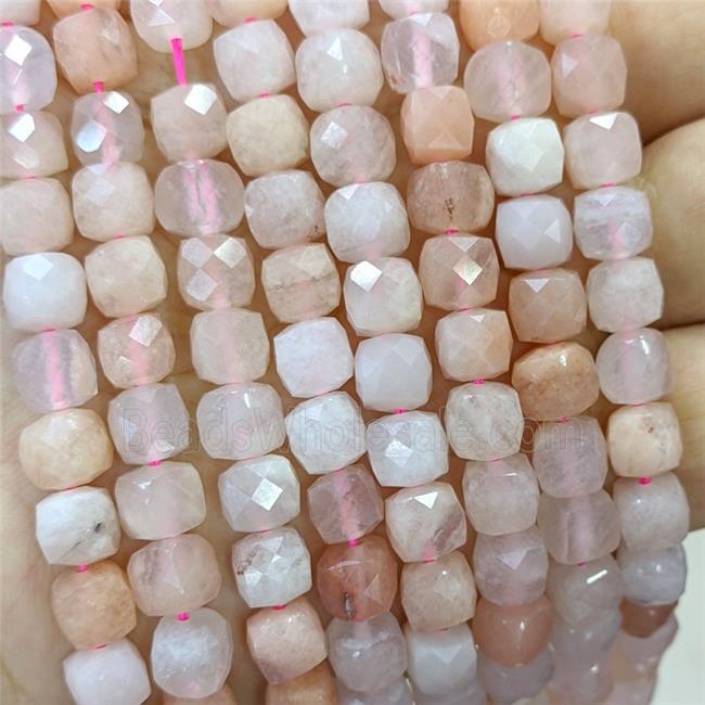 Natural Pink Aventurine Beads Faceted Cube