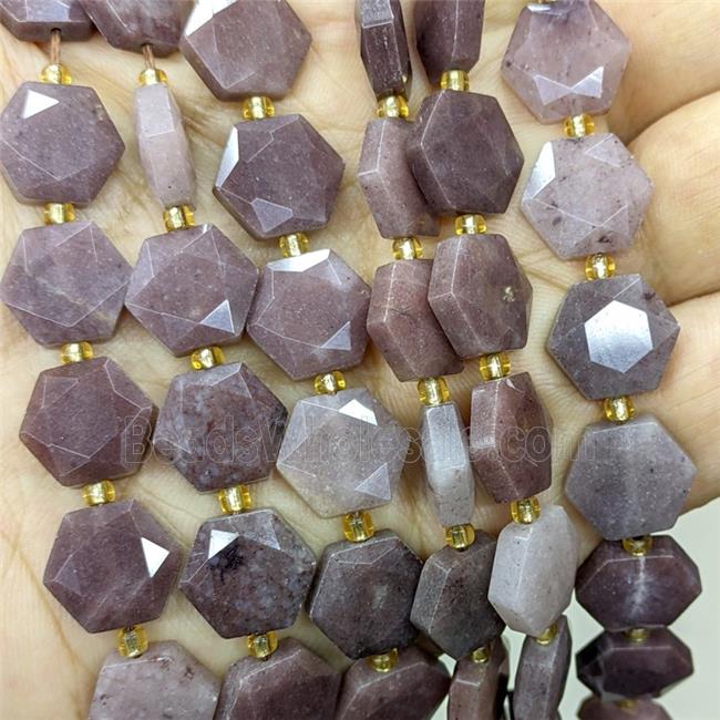 Purple Aventurine Hexagon Beads Faceted