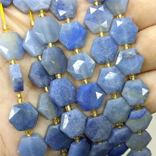 Natural Blue Aventurine Hexagon Beads Faceted