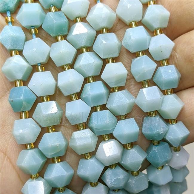 Natural Chinese Blue Amazonite Beads Cutted Bicone