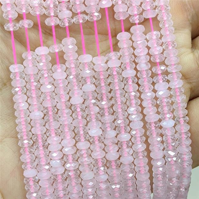 Natural Pink Rose Quartz Beads Faceted Rondelle
