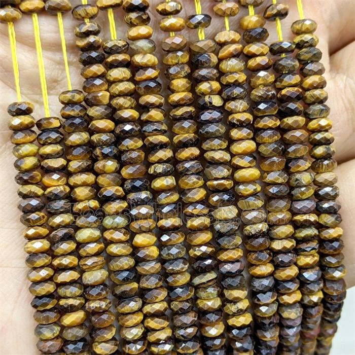 Natural Tiger Eye Stone Beads Faceted Rondelle