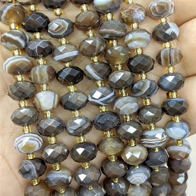 Coffee Stripe Agate Beads Banded Faceted Rondelle Dye