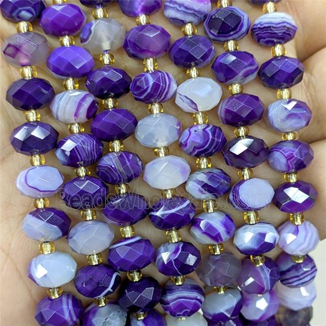 Coffee Stripe Agate Beads Banded Faceted Rondelle Dye