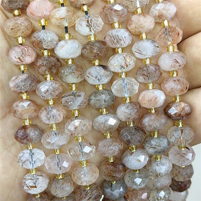 Natural Blackgolden Super7 Quartz Beads Faceted Rondelle