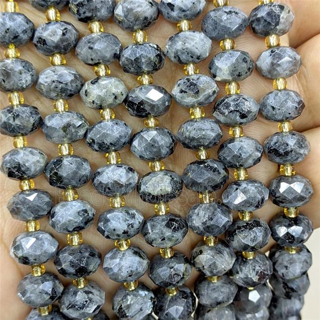 Natural Black Labradorite Beads Faceted Rondele