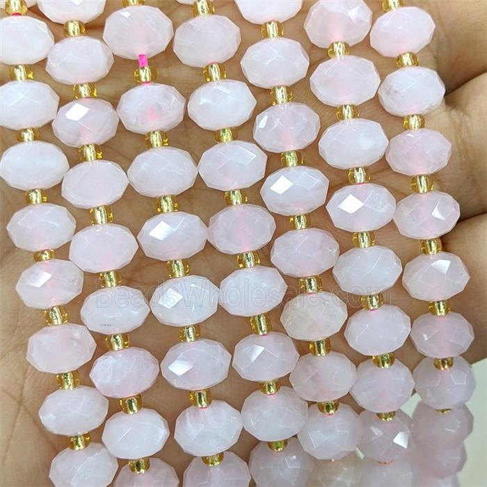 Natural Pink Rose Quartz Beads Faceted Rondelle