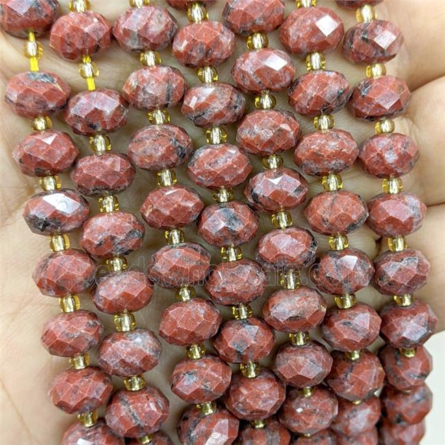 Red Sesame Jasper Beads Faceted Rondelle