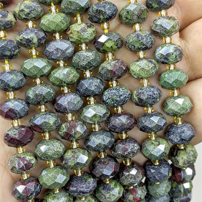 Natural Dragon Bloodstone Beads Faceted Rondelle