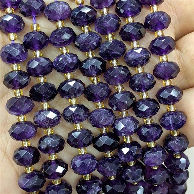 Natural Purple Amethyst Beads Faceted Rondelle