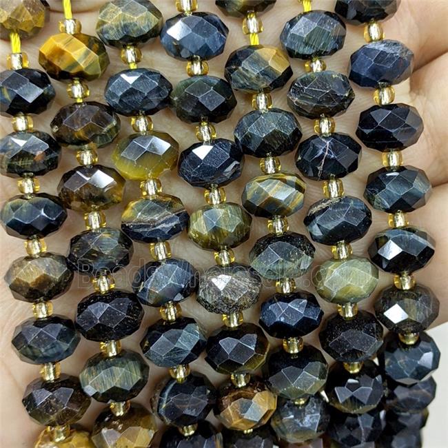 Yellowblue Tiger Eye Stone Beads Faceted Rondelle