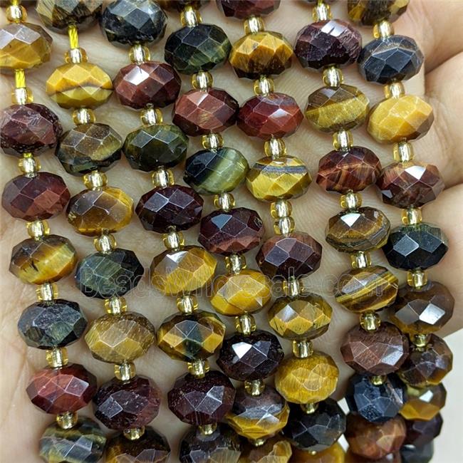 Tiger Eye Stoen Beads Faceted Rondelle Multicolor