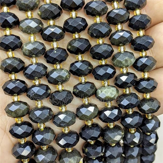 Golden Obsidian Beads Faceted Rondelle