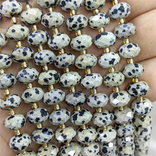Natural Black Dalmatian Jasper Beads Faceted Rondelle