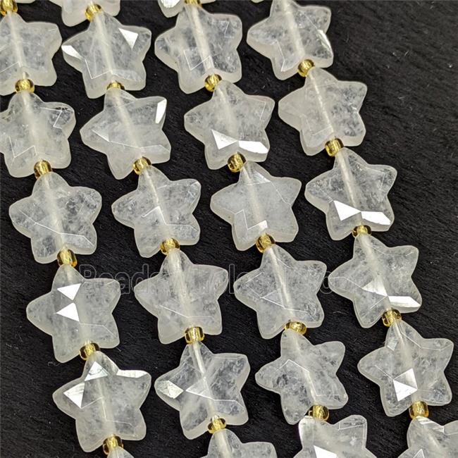 Natural Clear Quartz Star Beads Faceted