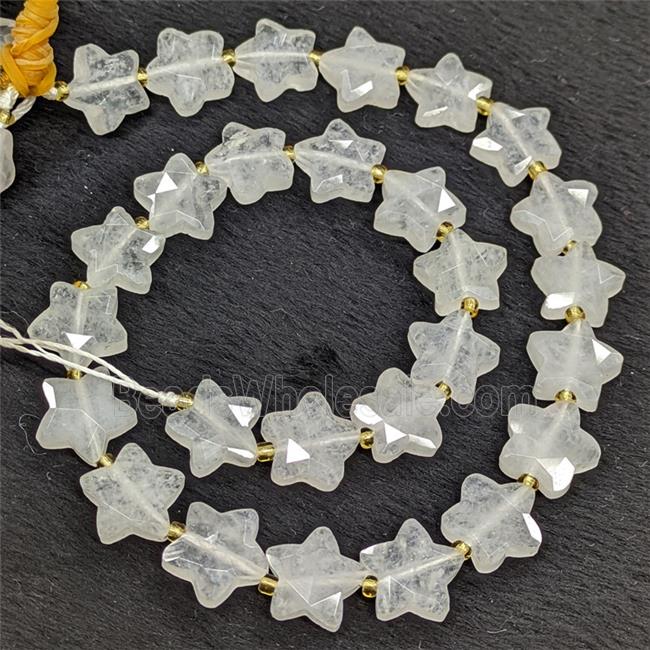 Natural Clear Quartz Star Beads Faceted