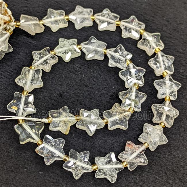 Natural Clear Quartz Star Beads Faceted