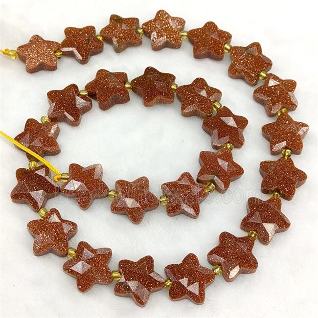 Golden Sandstone Star Beads Faceted