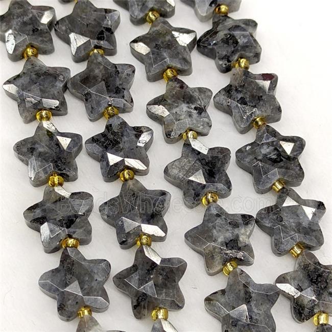 Natural Black Labradorite Star Beads Faceted