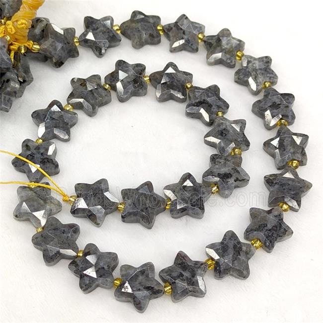 Natural Black Labradorite Star Beads Faceted