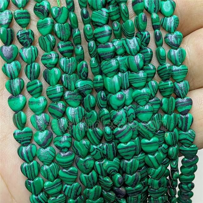 Green Synthetic Malachite Heart Beads
