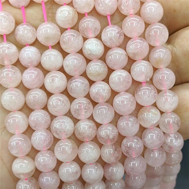 Natural Pink Morganite Beads Smooth Round