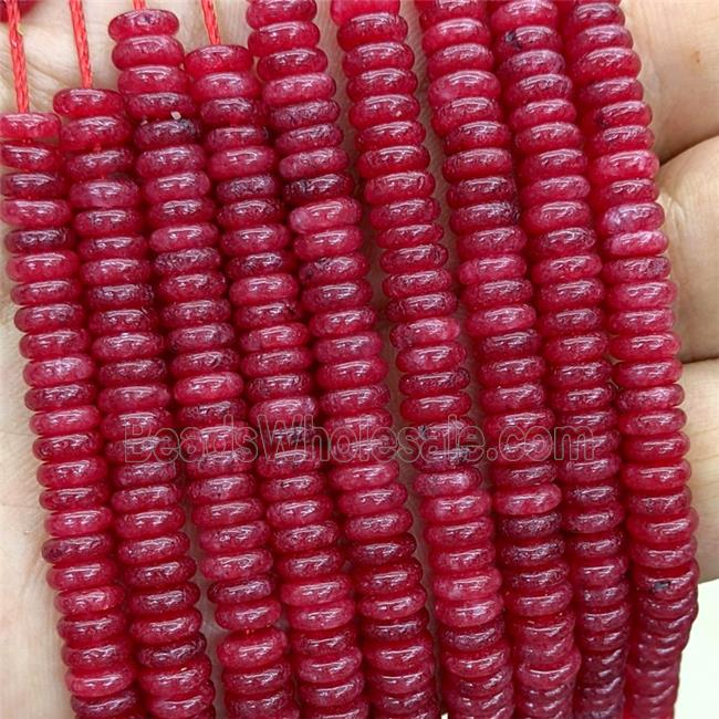 Jade Heishi Beads Red Ruby Dye