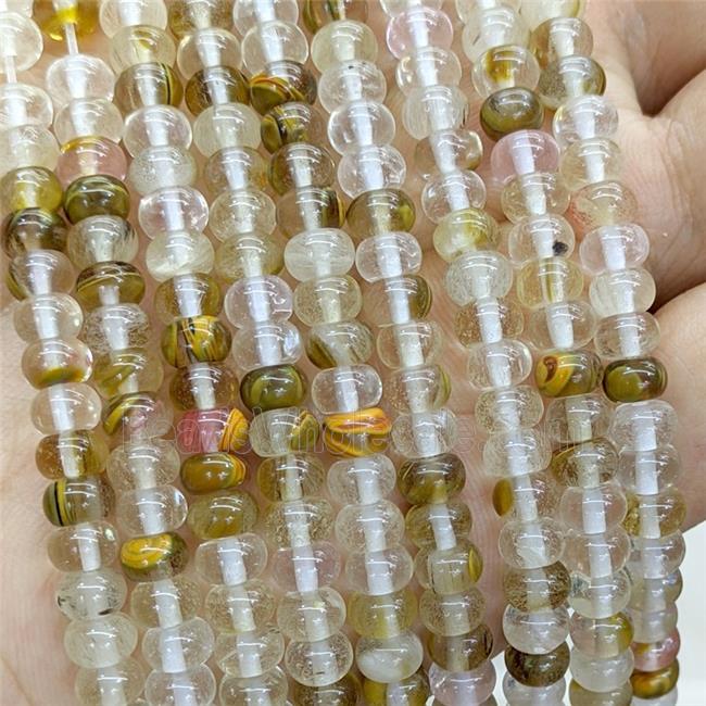 Synthetic Quartz Beads Smooth Rondelle Tigerskin