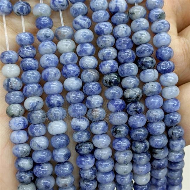 Blue Dalmatian Jasper Beads Smooth Rondelle