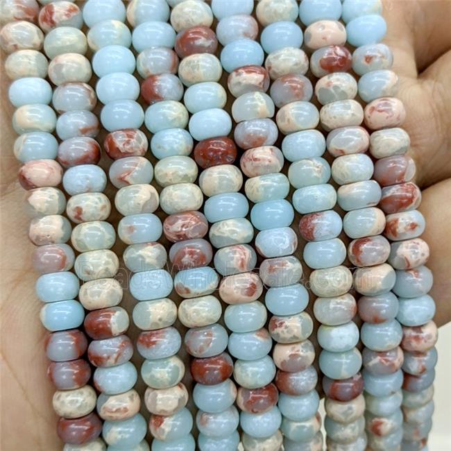 Synthetic Imperial Jaser Beads Smooth Rondelle Blue