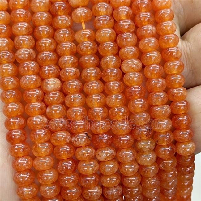 Orange Jade Beads Smooth Rondelle Dye