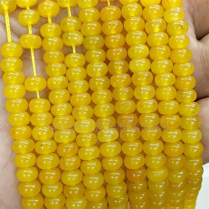 Yellow Jade Beads Smooth Rondelle Dye