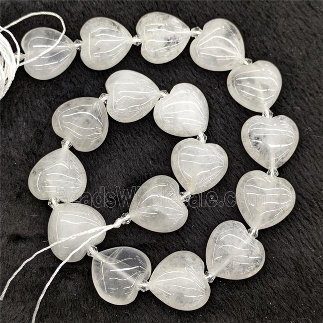Natural Clear Crystal Quartz Heart Beads