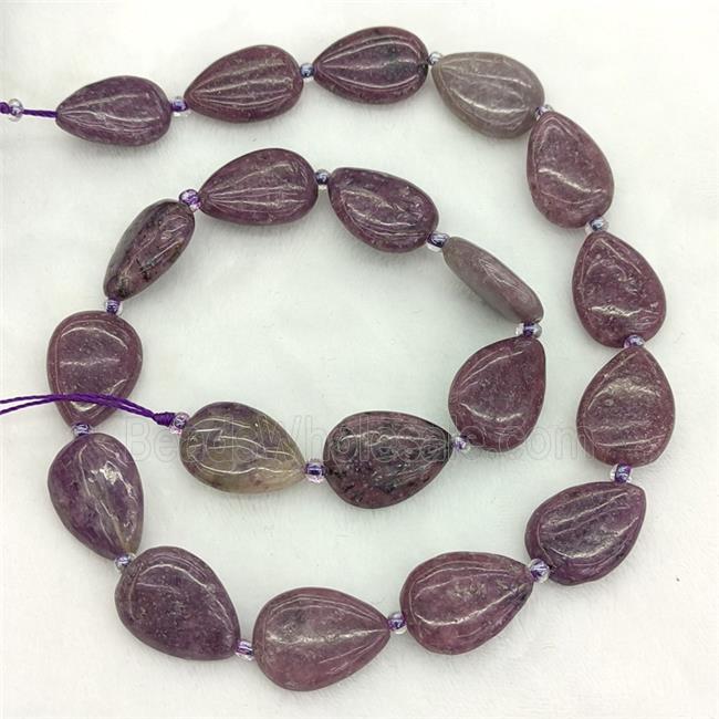 Natural Chinese Lepidolite Teardrop Beads Purple Dye