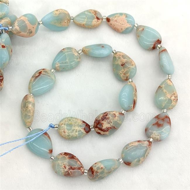 Blue Synthetic Imperial Jasper Teardrop Beads