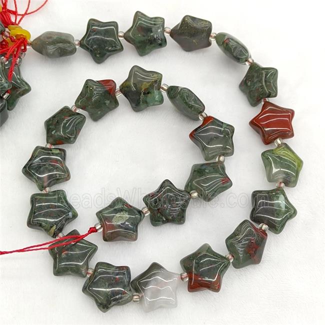 Natural African Bloodstone Star Beads
