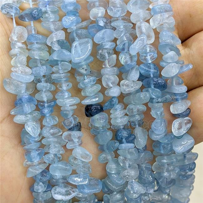 Natural Blue Aquamarine Chip Beads Freeform